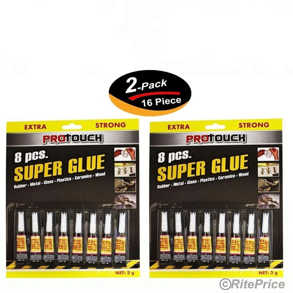 16 Pcs (2 Pack) Super Glue - 'Cyanoacrylate Adhesive' 3 Grams All Purpose Repair